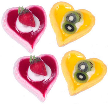 Dollhouse Miniature Heart Tart (L), 4 Assorted